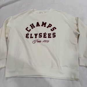 H&M Cream Sweater with Red Text